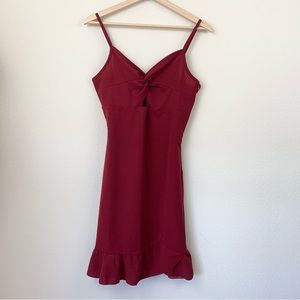 SHEIN Dark Red Ruffle Mini Dress